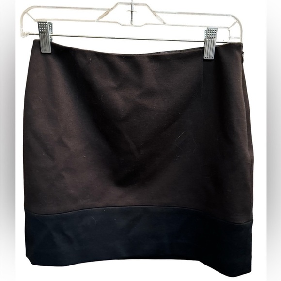TAHARI ELENA Above the Knee Mini Stretch Lined black brown colorblock mini skirt - Picture 1 of 10